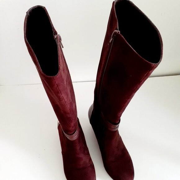 Vittorio D' Firenze Knee High Suede Leather Wedge Boots Size 6 Style Z11221 - Picture 3 of 9